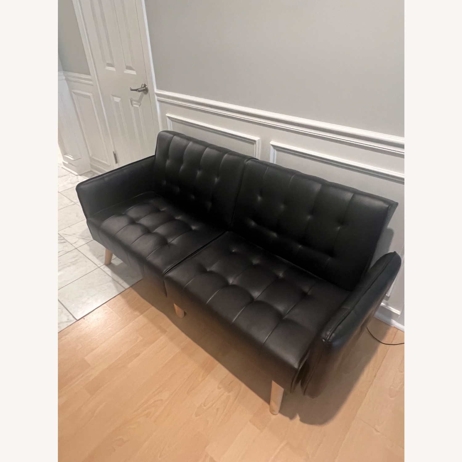Amazon TYBOATLE Faux Black Leather Futon - image-1