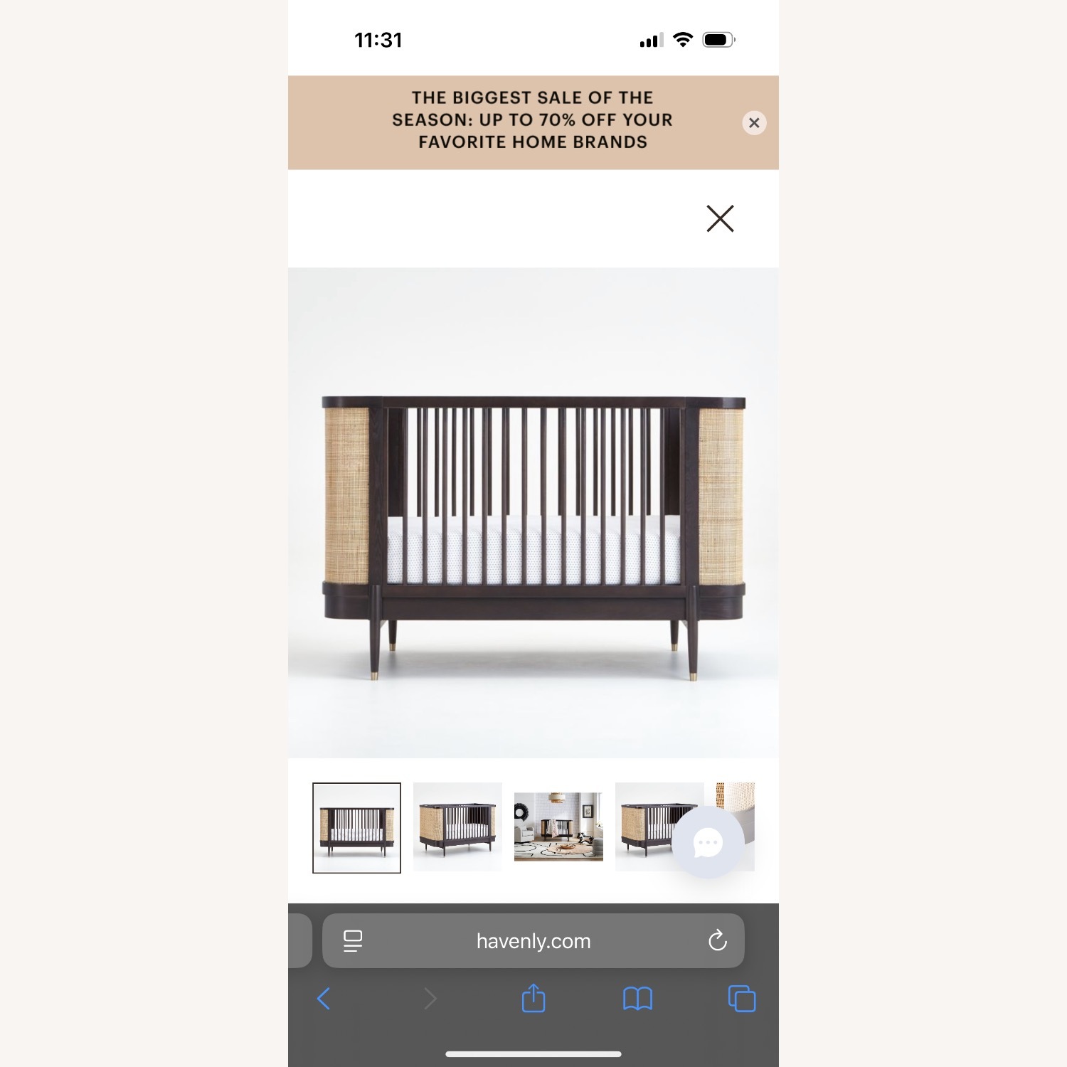 Crate & Kids Thornhill Black/Natural Crib & Toddler Rail  - image-4