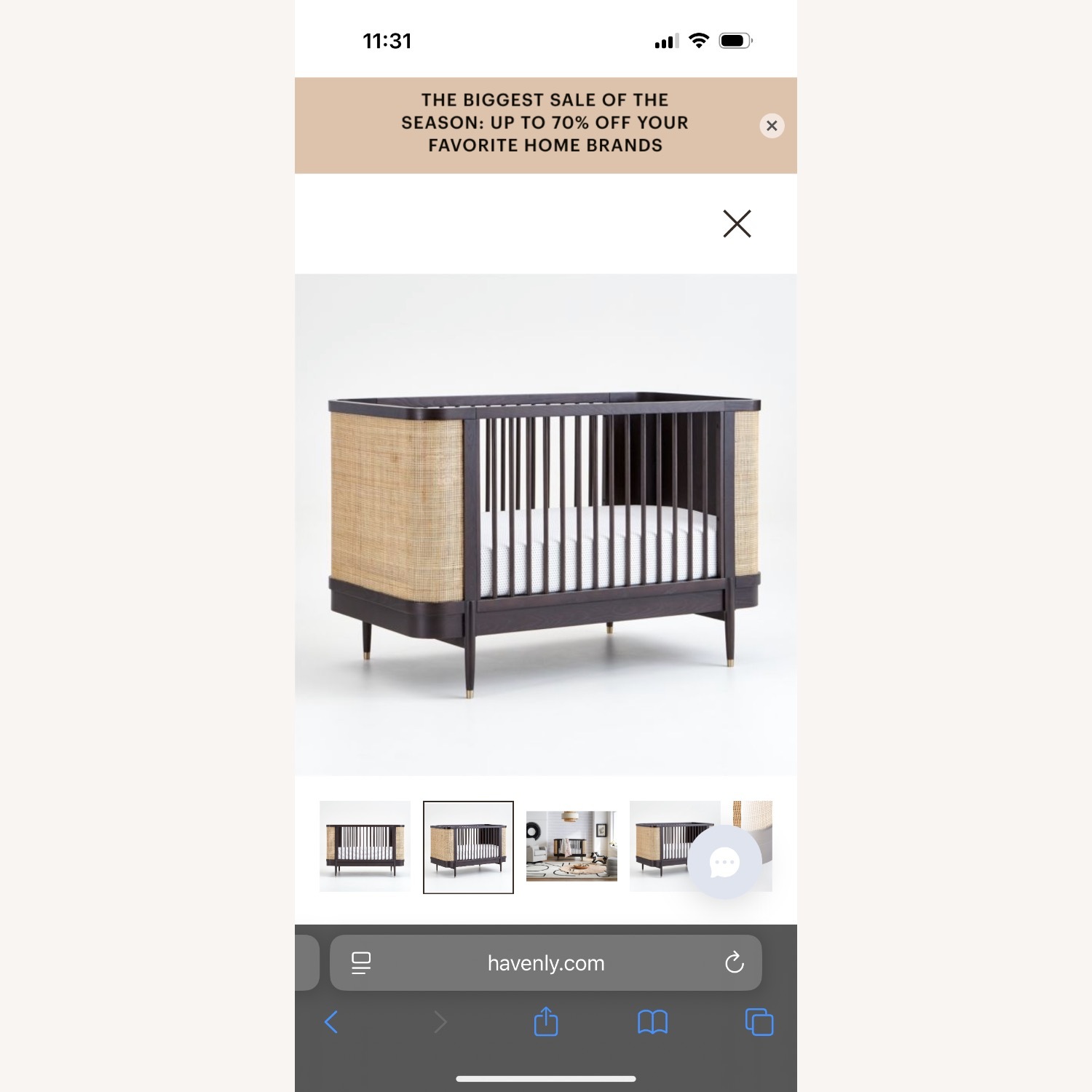 Crate & Kids Thornhill Black/Natural Crib & Toddler Rail  - image-3