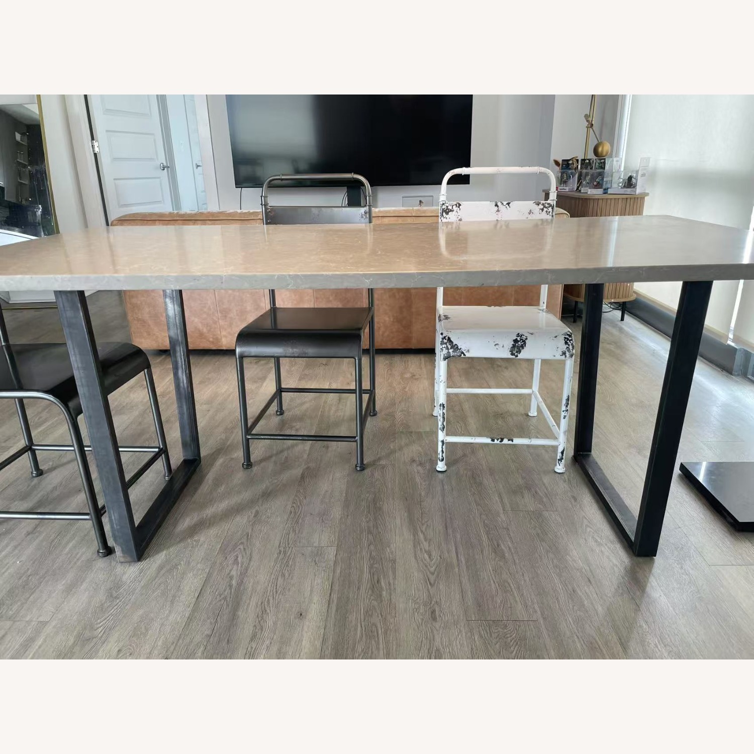 Marble Dining Set (with 5 Industrial Style Chairs) - image-3