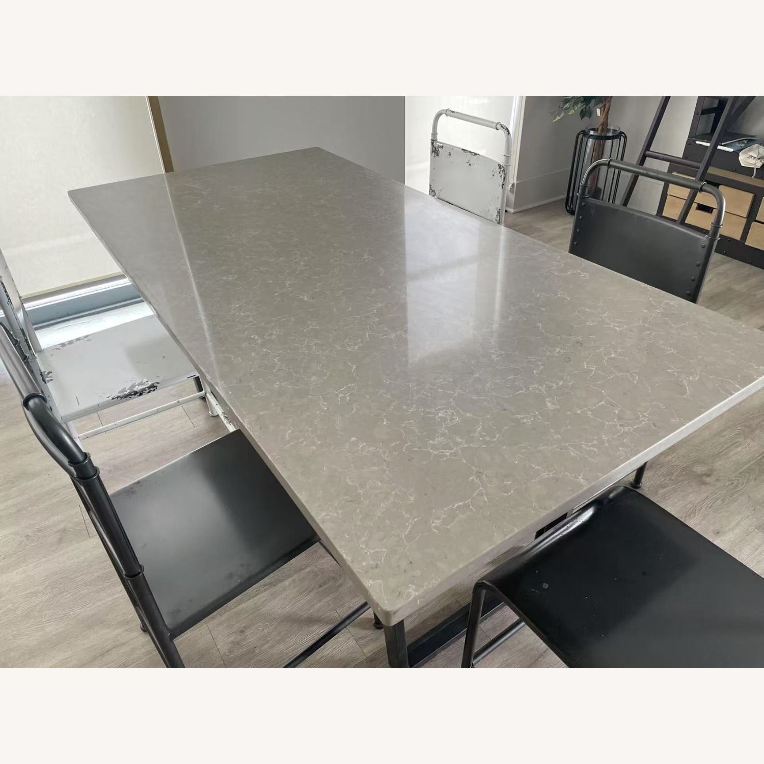 Marble Dining Set (with 5 Industrial Style Chairs) - image-0