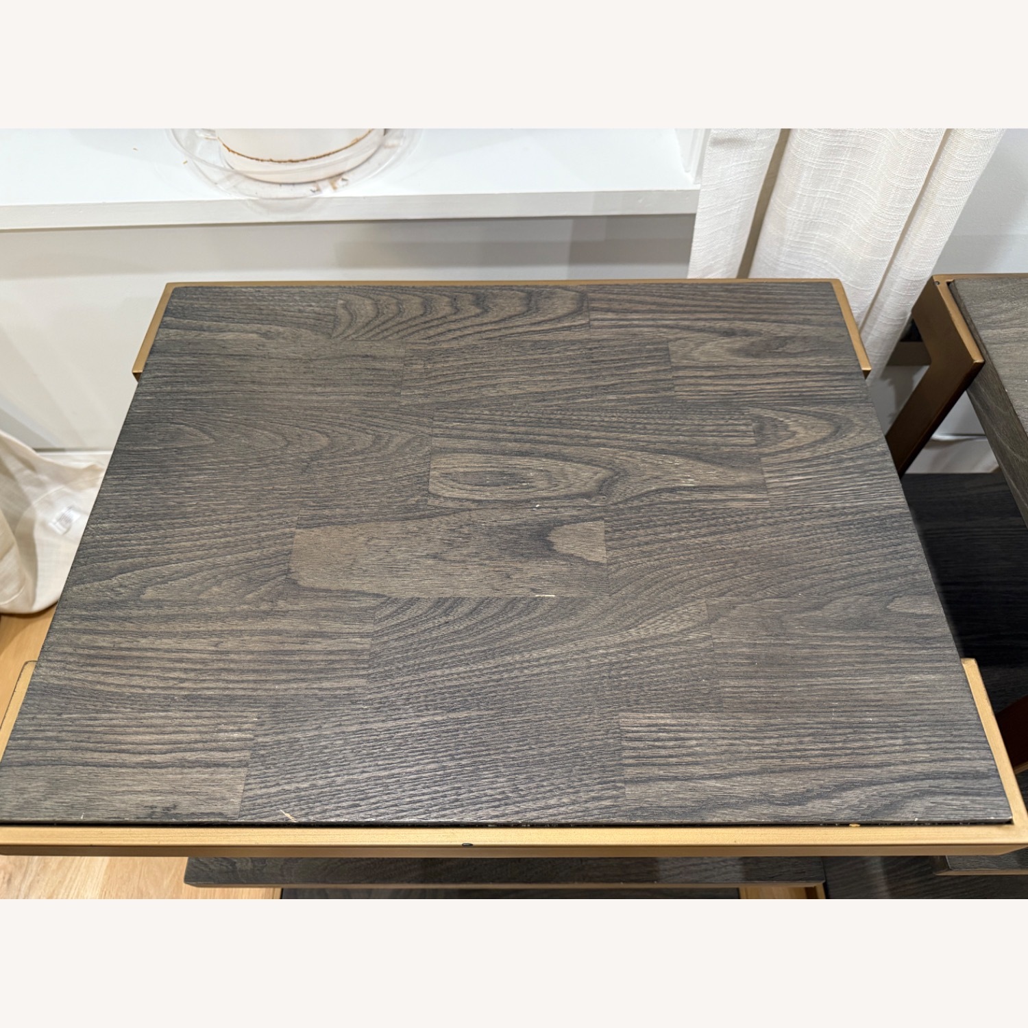 Pair of Modern Wood & Metal Side Tables - image-3