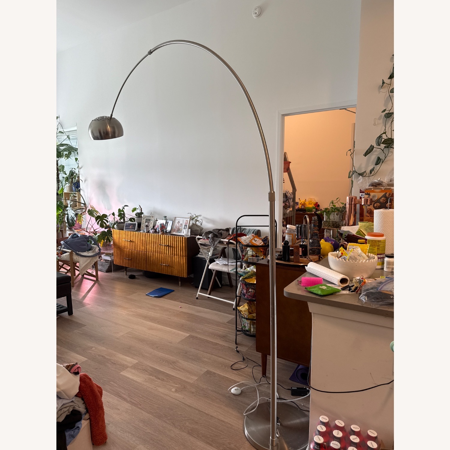 Jensen Lewis Modern Arc Floor Lamp with Metal Base - image-1