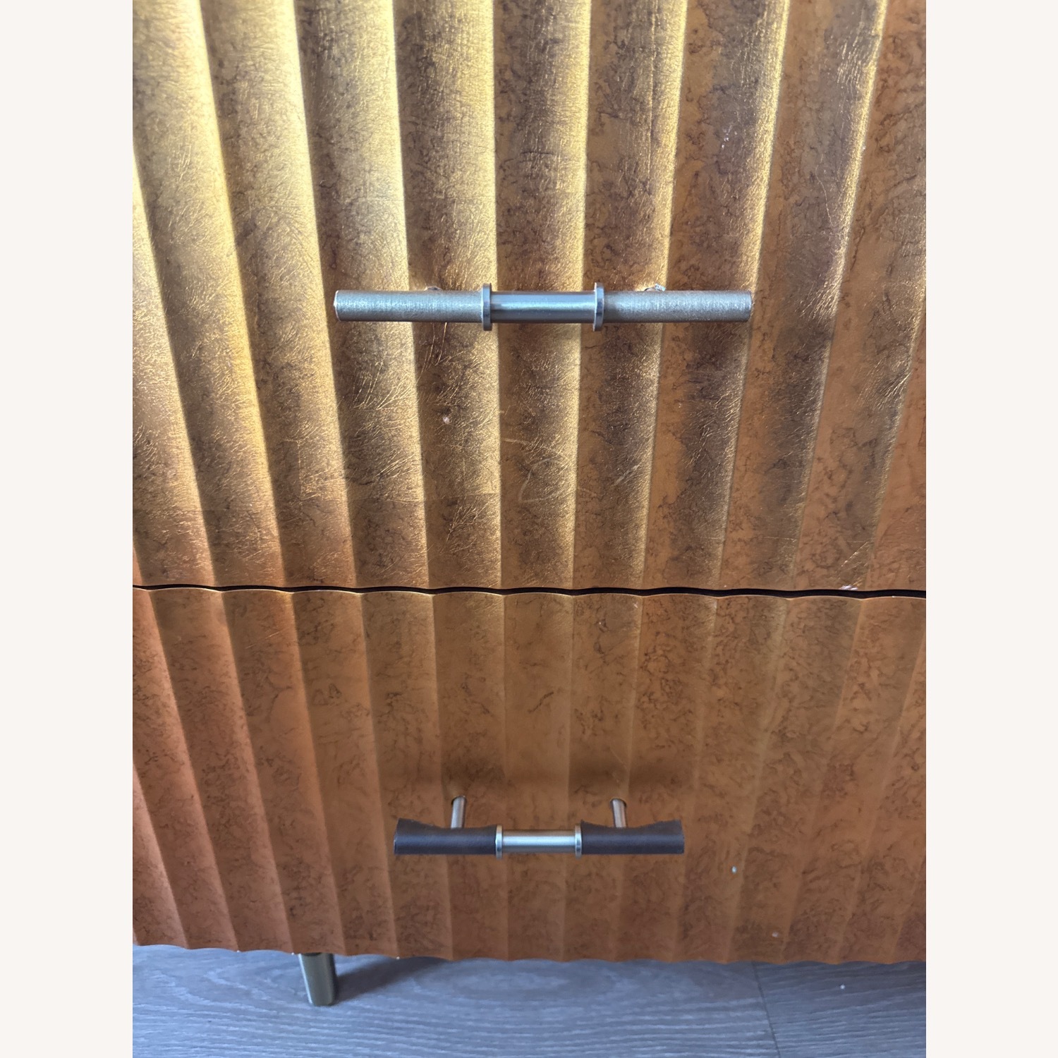 CB2 Crimped 4-Drawer Gold Leaf Dresser