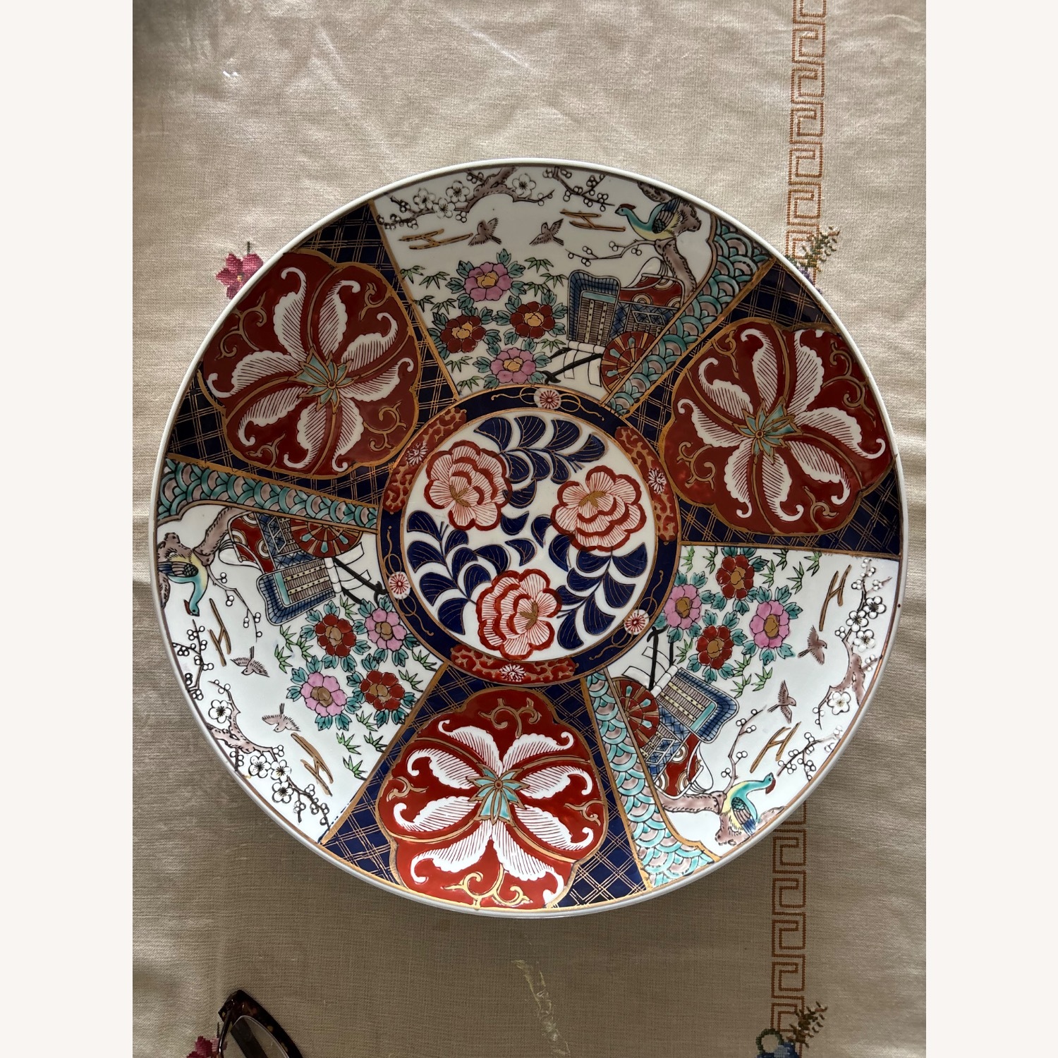 Japanese Imari Enameled Floral & Phoenix Charger  - image-1