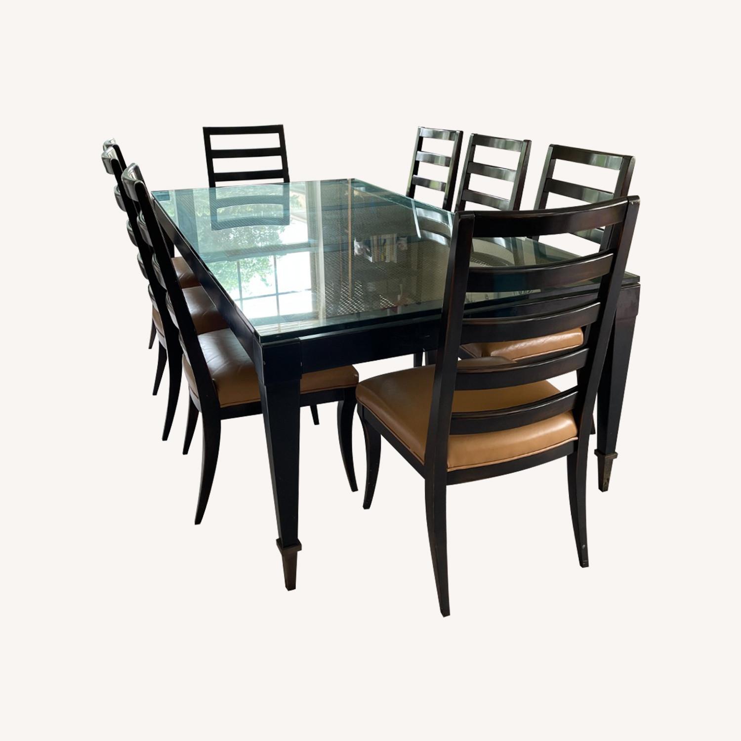 Swaim 96ʺ × 42ʺ Dining Table W 8 Leather Chairs - image-0