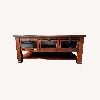 Solid Wood Media Chest w Window Panels