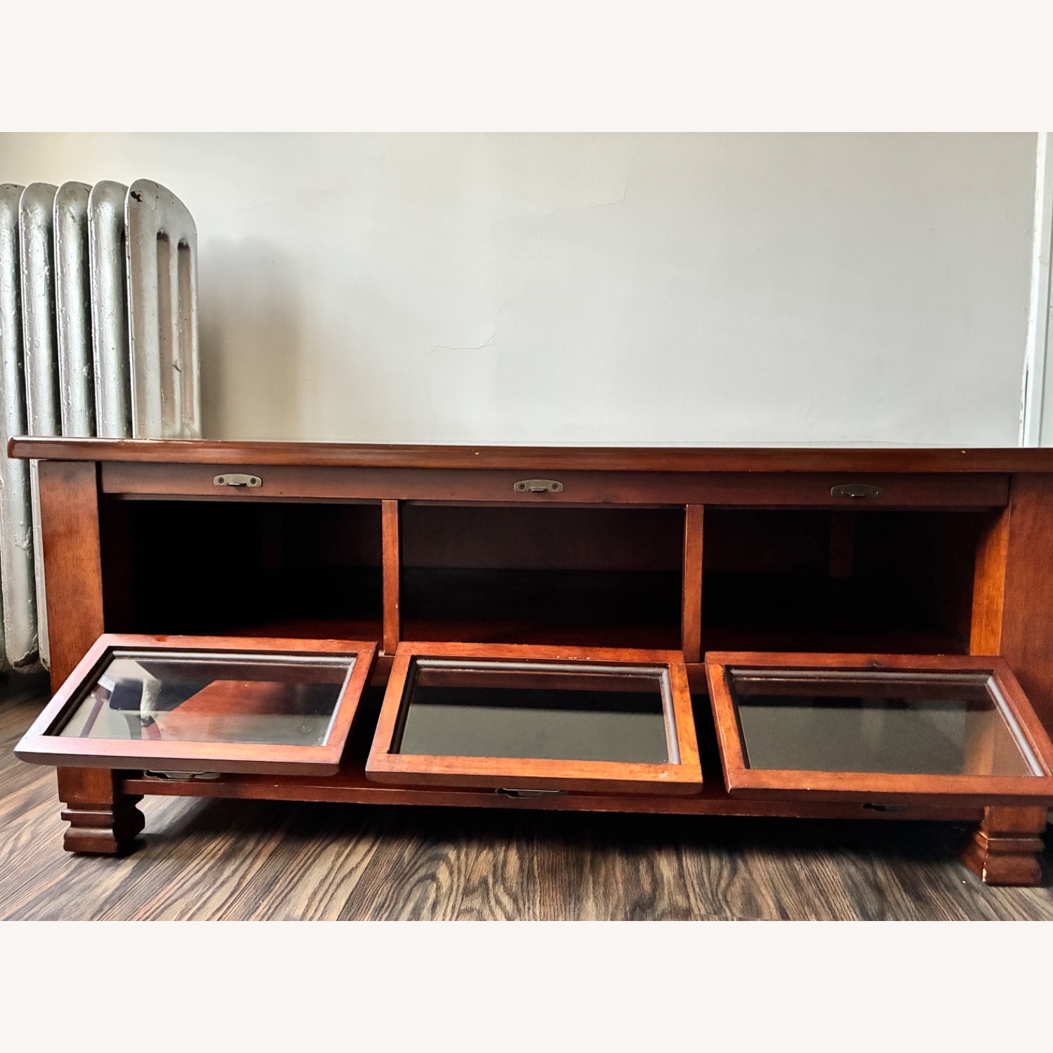 Solid Wood Media Chest w Window Panels - image-2