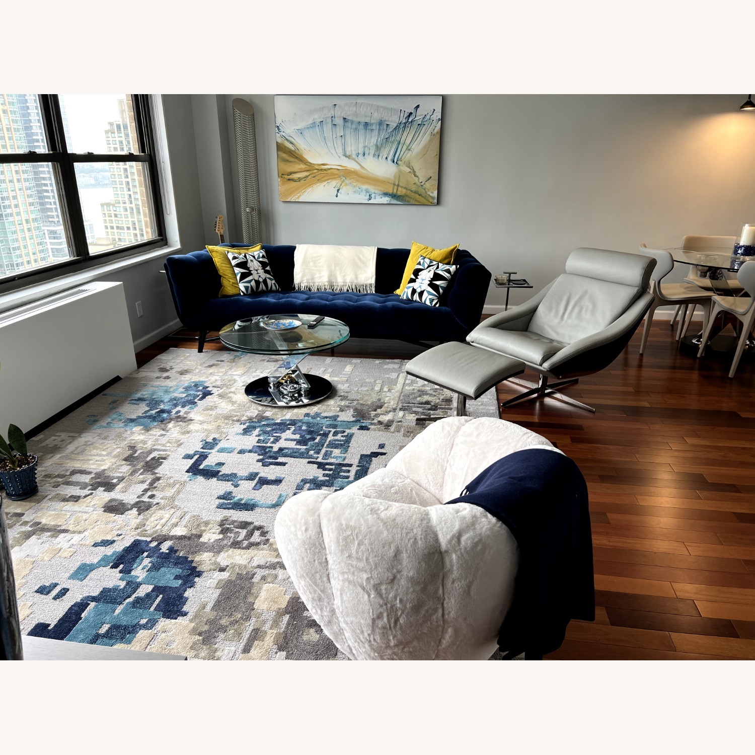 Roche Bobois Pixel Rug in Blues and Greys - image-3