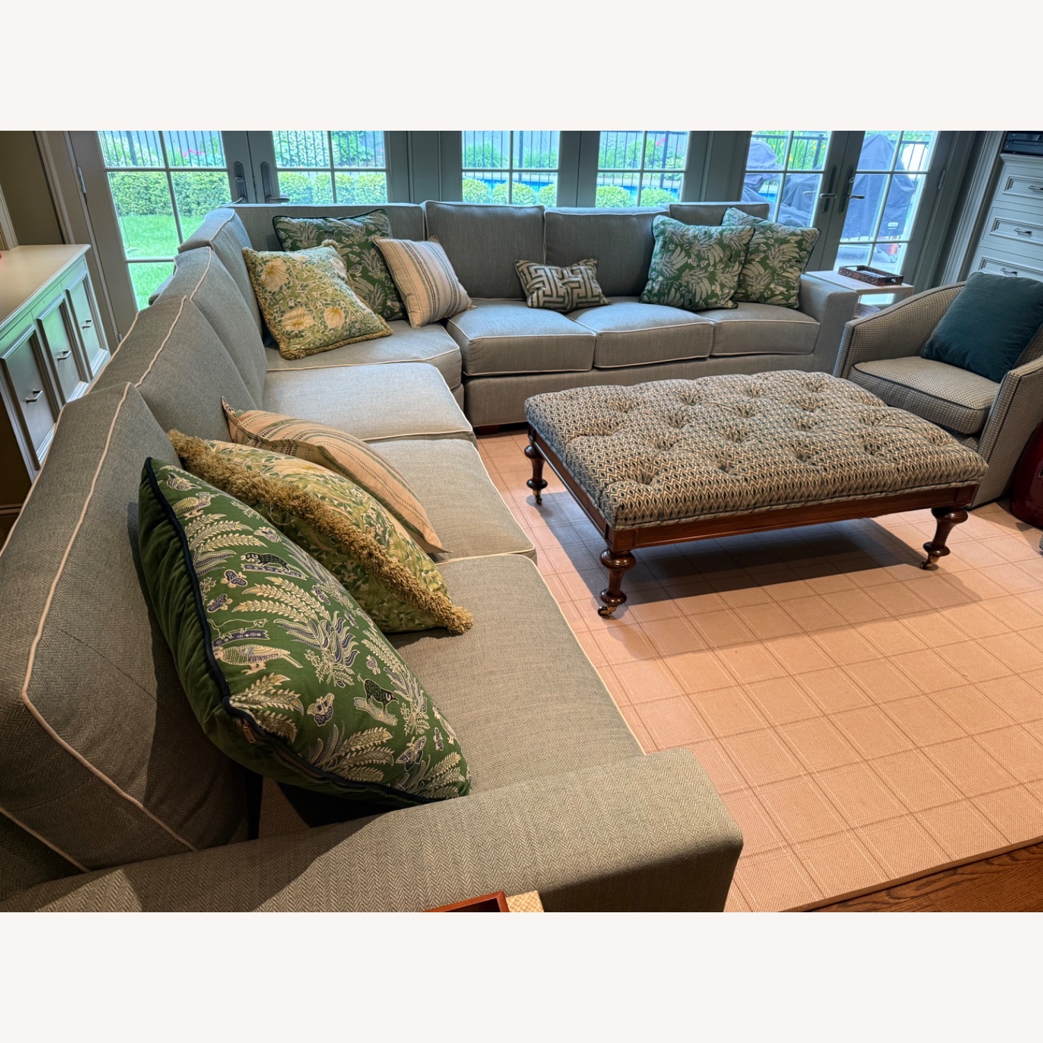  Reupholstered Sectional Light Green Couch - image-1