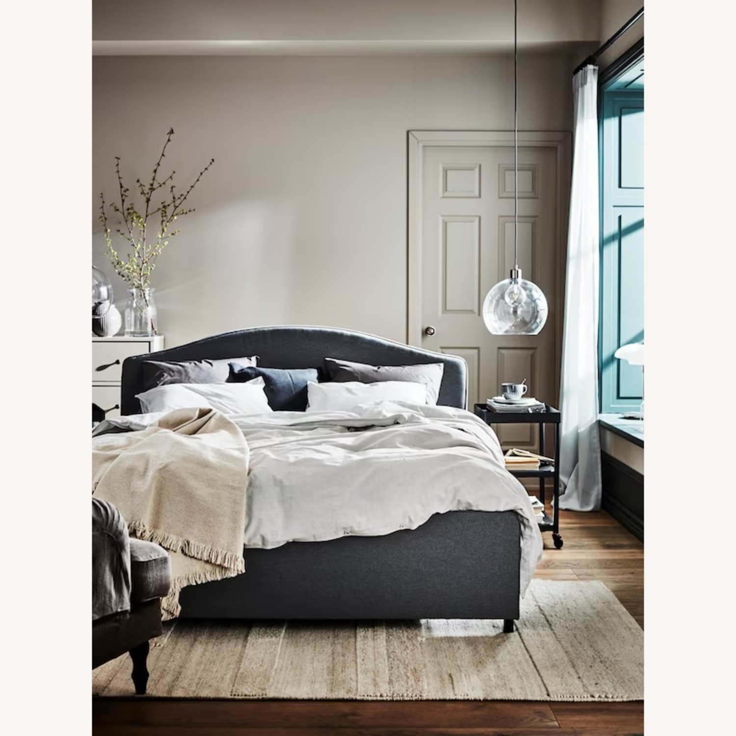 IKEA Hauga Dark Gray Fabric Bed  - image-4