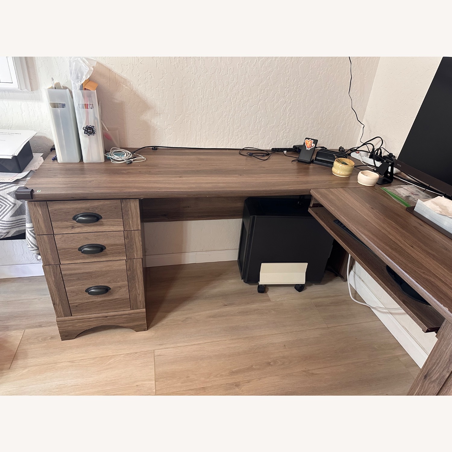 Sauder L-Shaped Computer Desk with Drawers - image-2