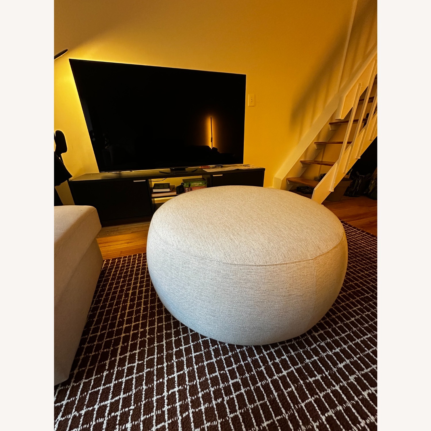 West Elm Cobble Large Round Ottoman - image-1