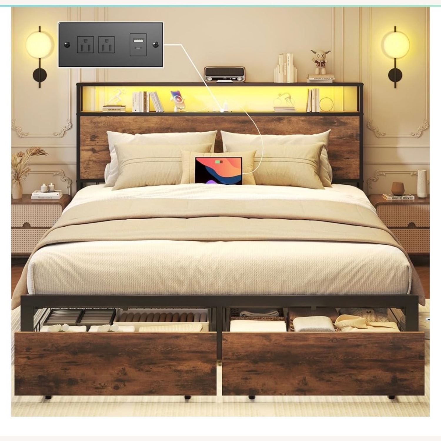 Amazon Queen Bed Frame with Built-in Charger - image-3