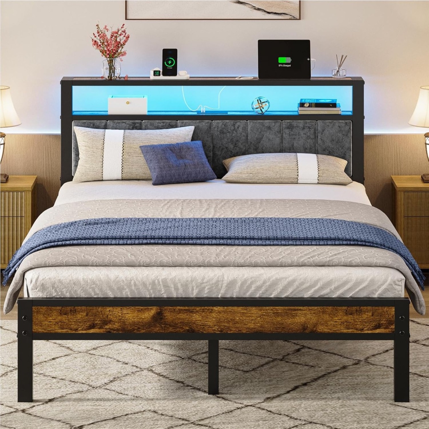 Amazon Queen Bed Frame with Built-in Charger - image-1