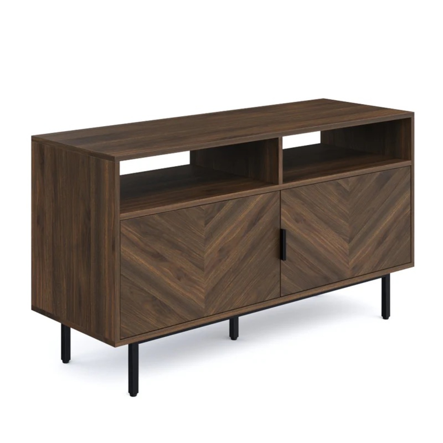 Wood Herringbone TV Cabinet Walnut - image-2