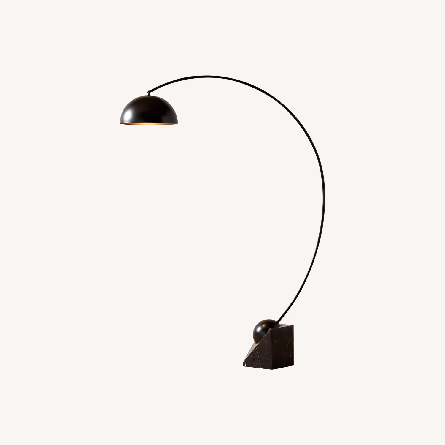 CB2 Venus Black Arc Floor Lamp with Marble Base - AptDeco