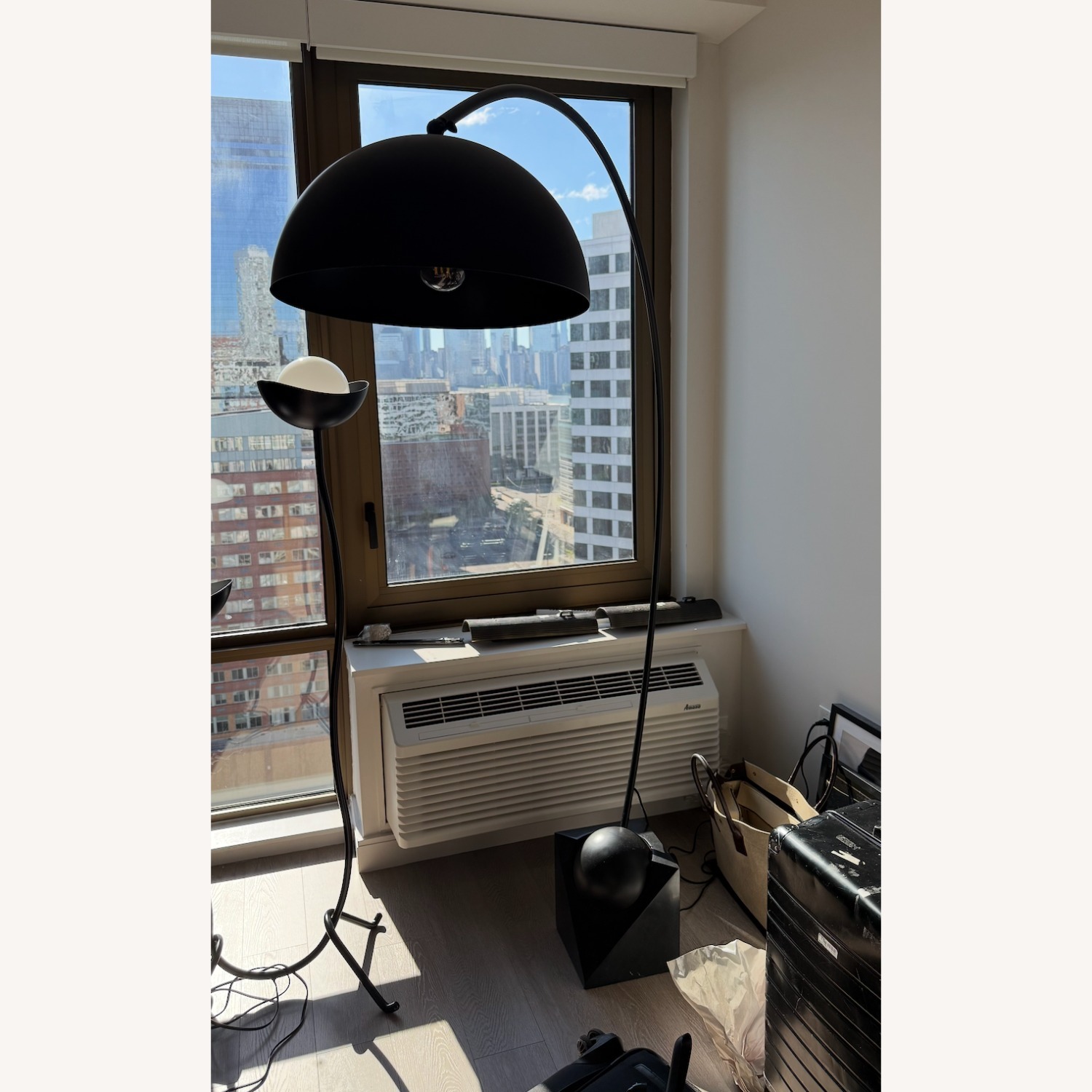 CB2 Venus Black Arc Floor Lamp with Marble Base - AptDeco