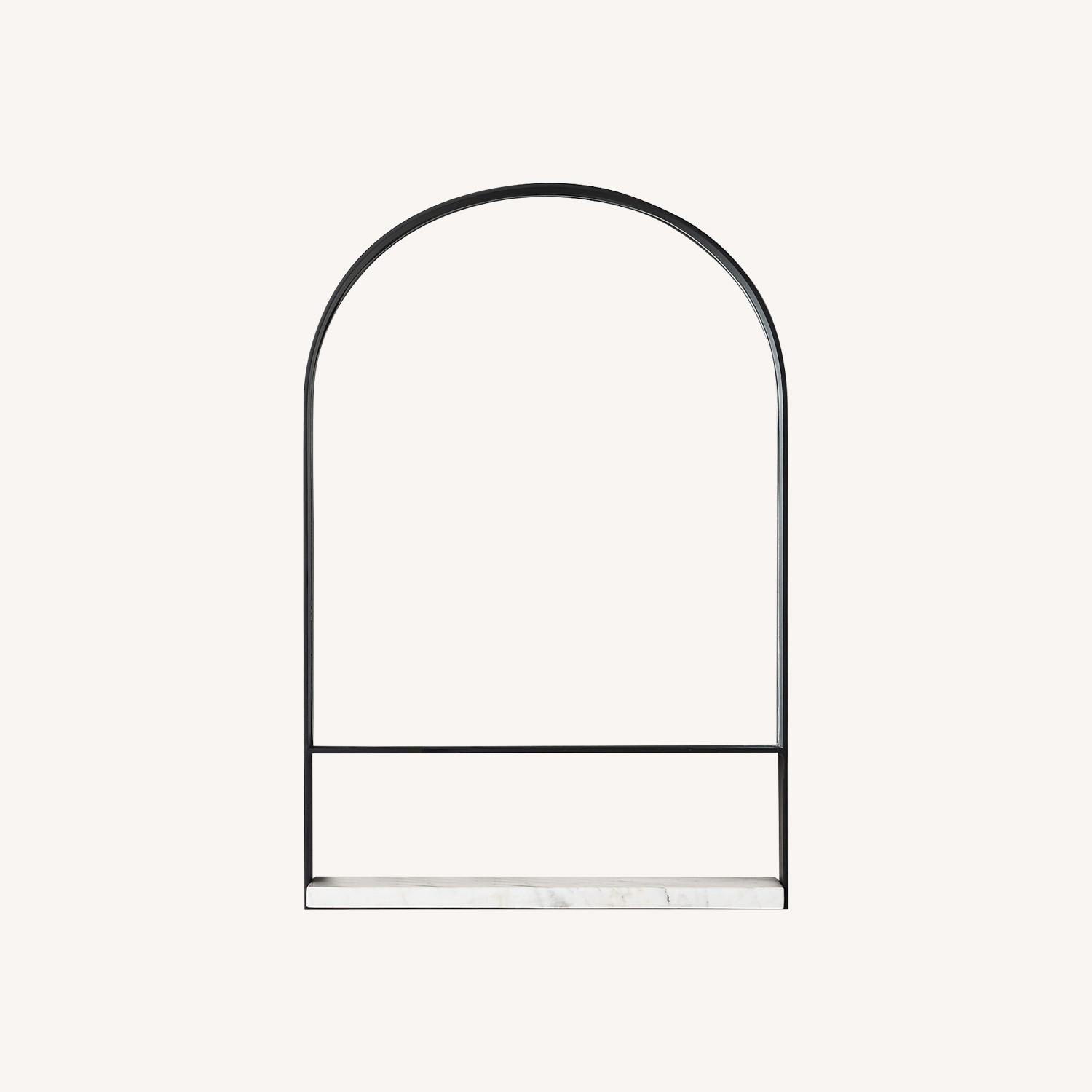 CB2 Black Arch Wall Mirror with Marble Shelf - image-0