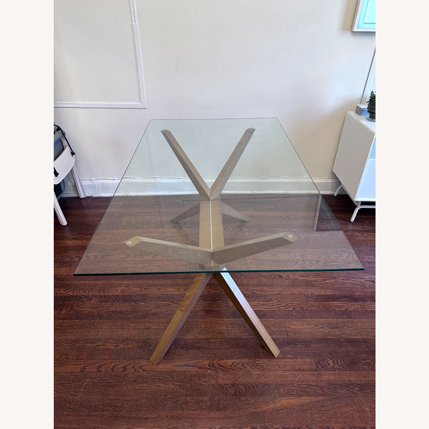 AllModern Glass Solid Wood Dining / Desk Table - image-3
