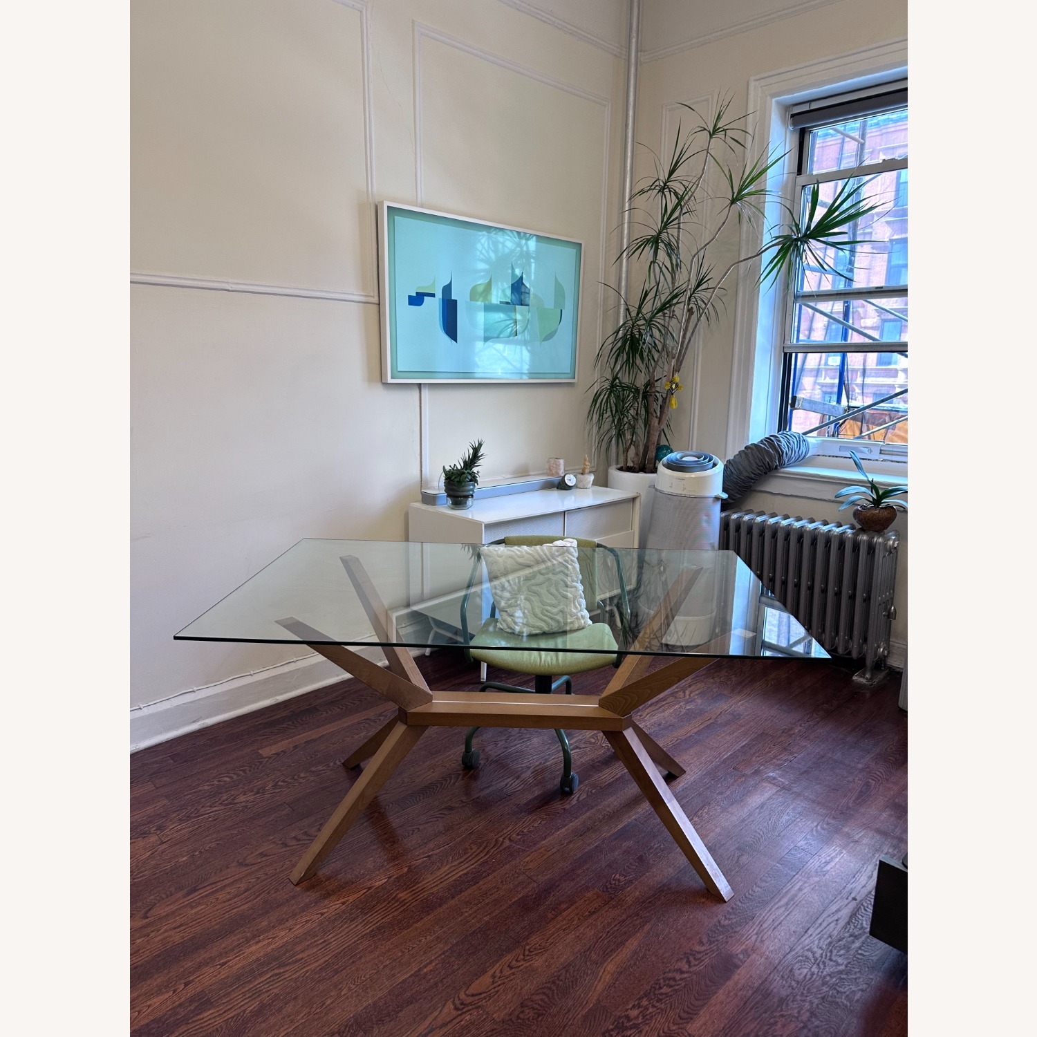 AllModern Glass Solid Wood Dining / Desk Table - image-6