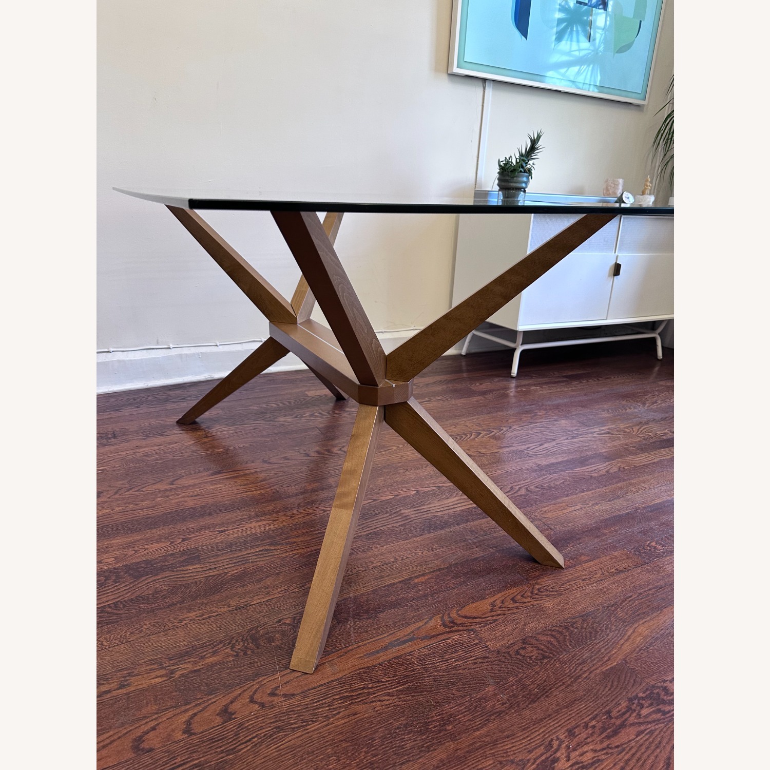 AllModern Glass Solid Wood Dining / Desk Table - image-2