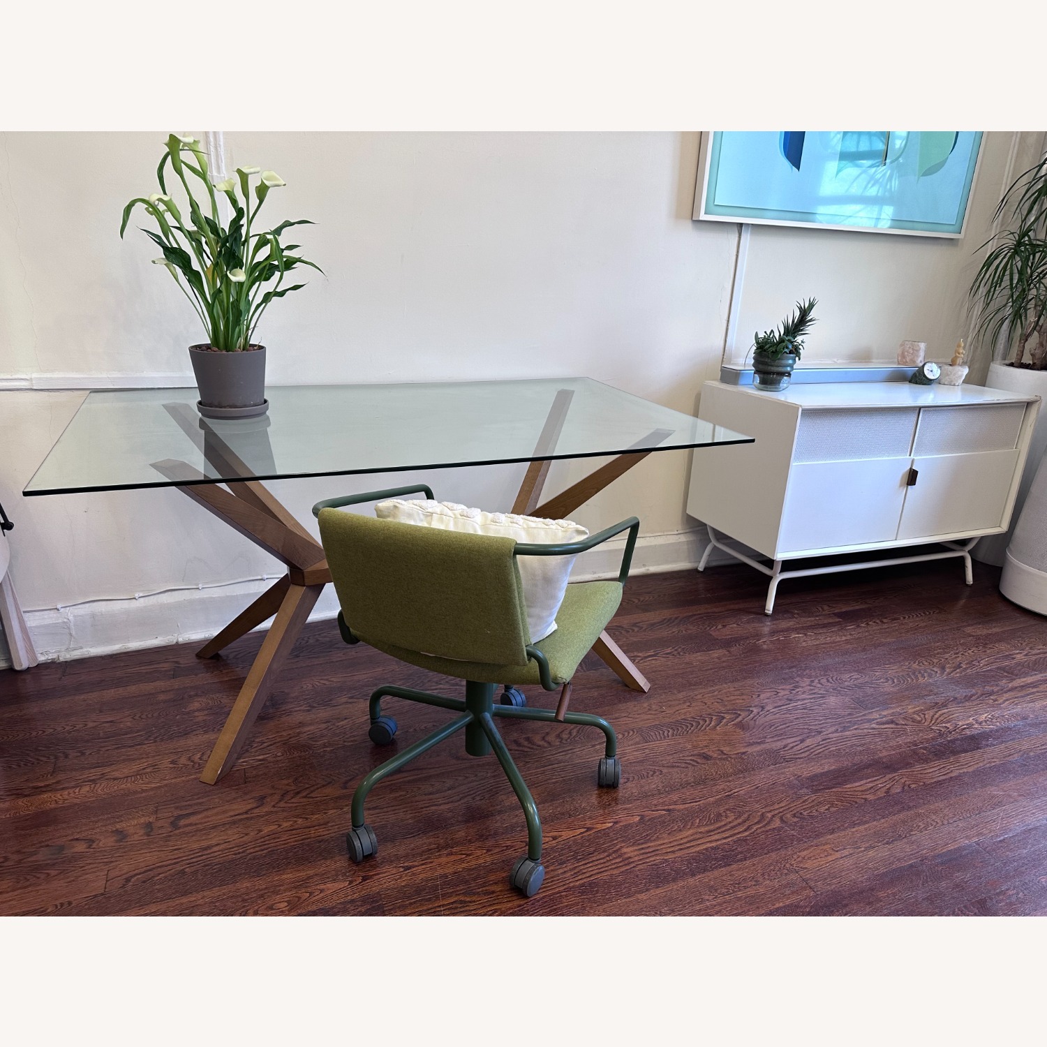 AllModern Glass Solid Wood Dining / Desk Table - image-7