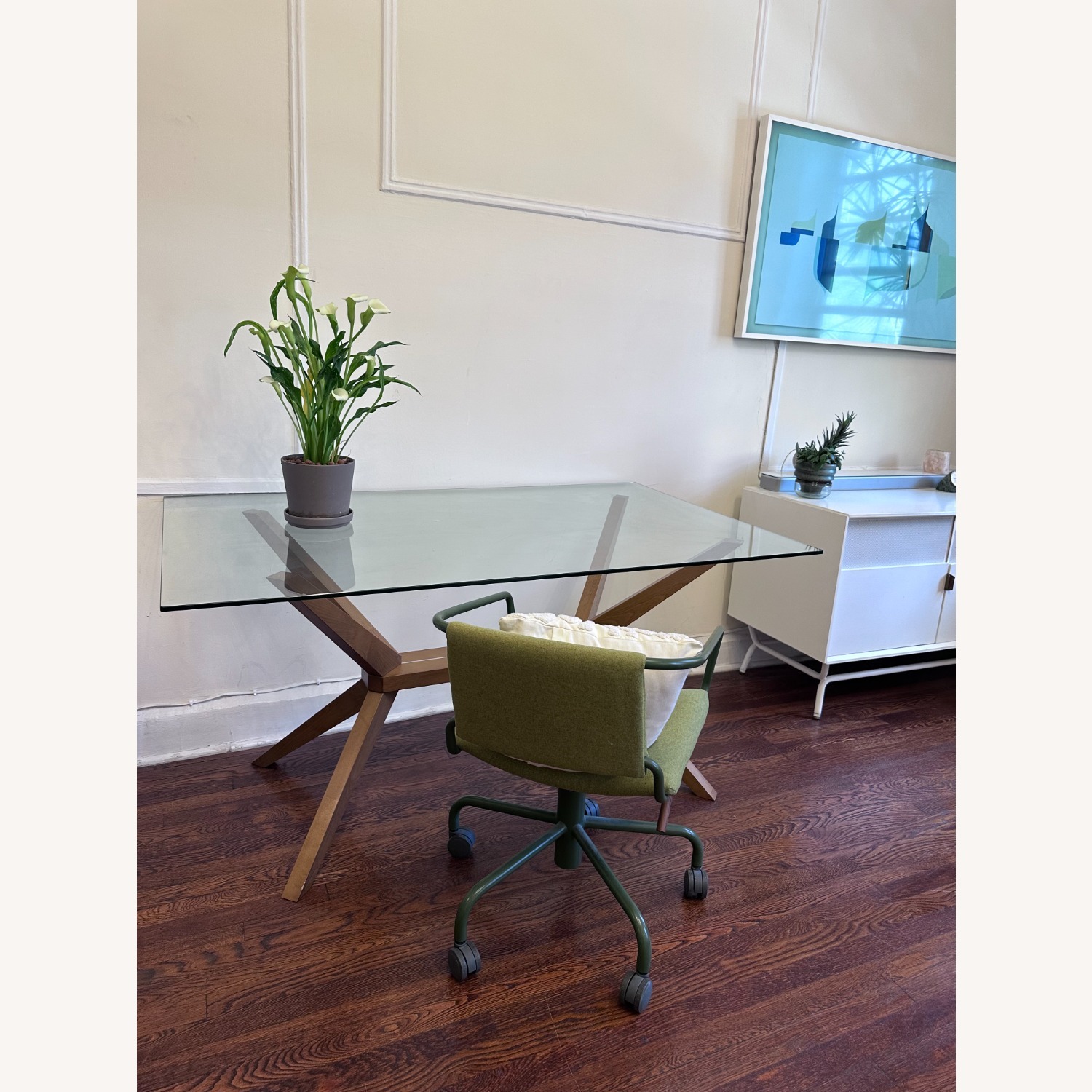 AllModern Glass Solid Wood Dining / Desk Table - image-4
