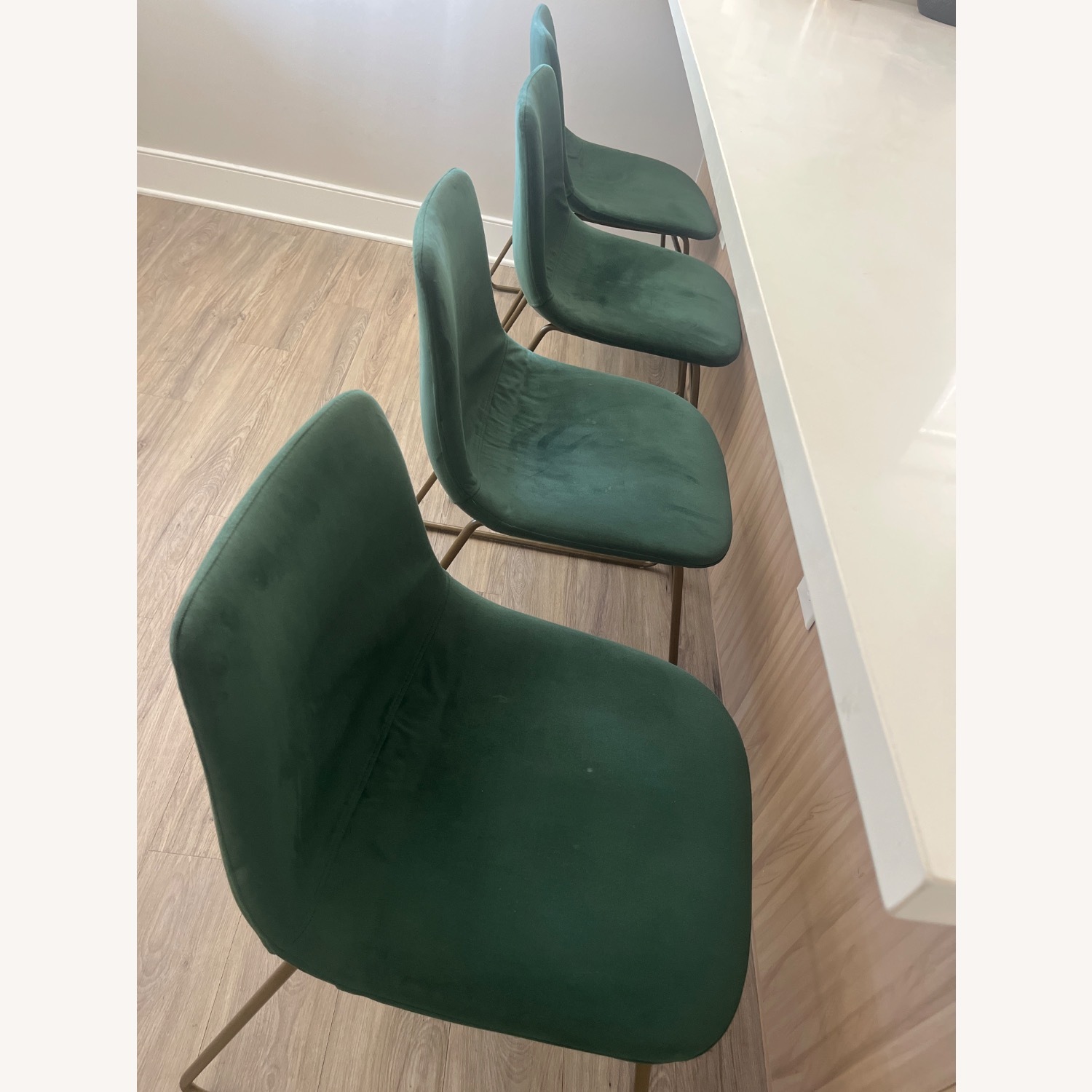 Forest Green Suede Dining Room Chairs - image-2