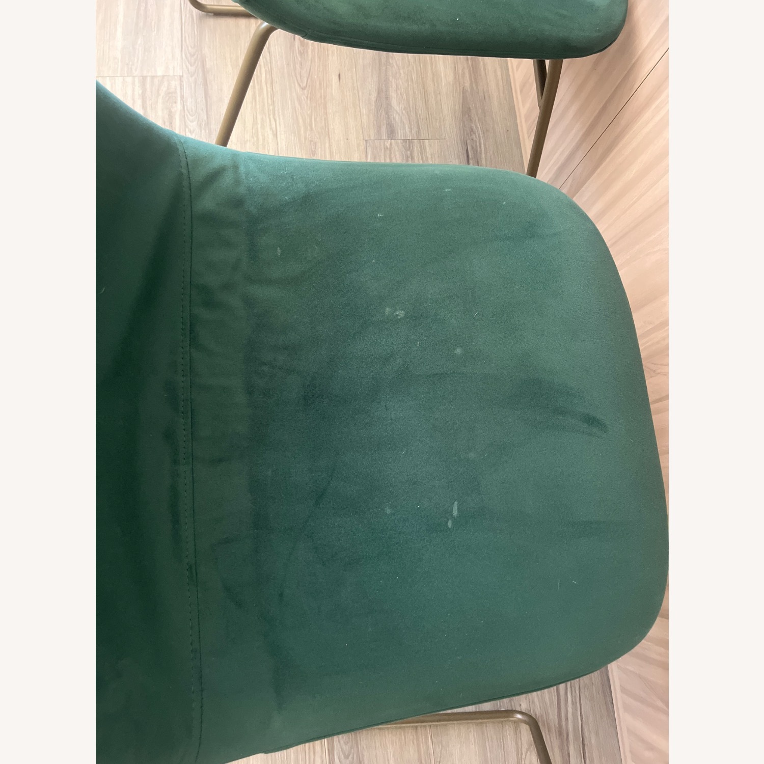 Forest Green Suede Dining Room Chairs - image-3