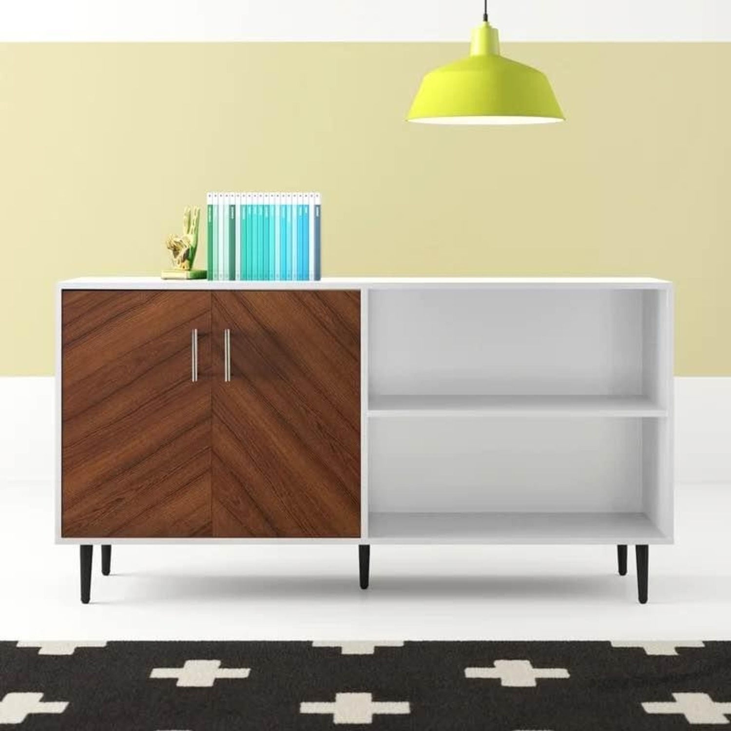 Walker Edison Asymmetrical Bookmatch TV Stand  - image-1