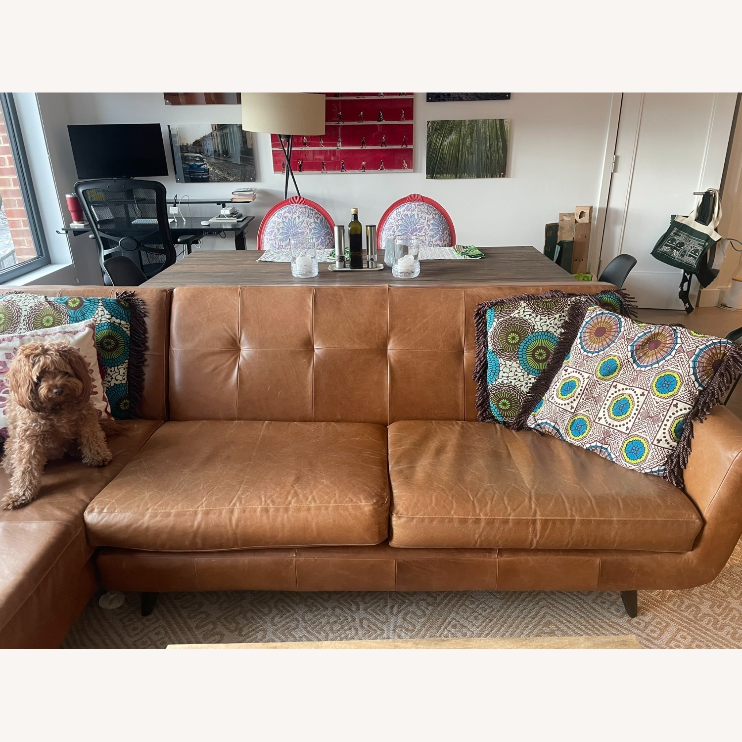 Joybird Hughes Leather Sectional with Bumper - image-4