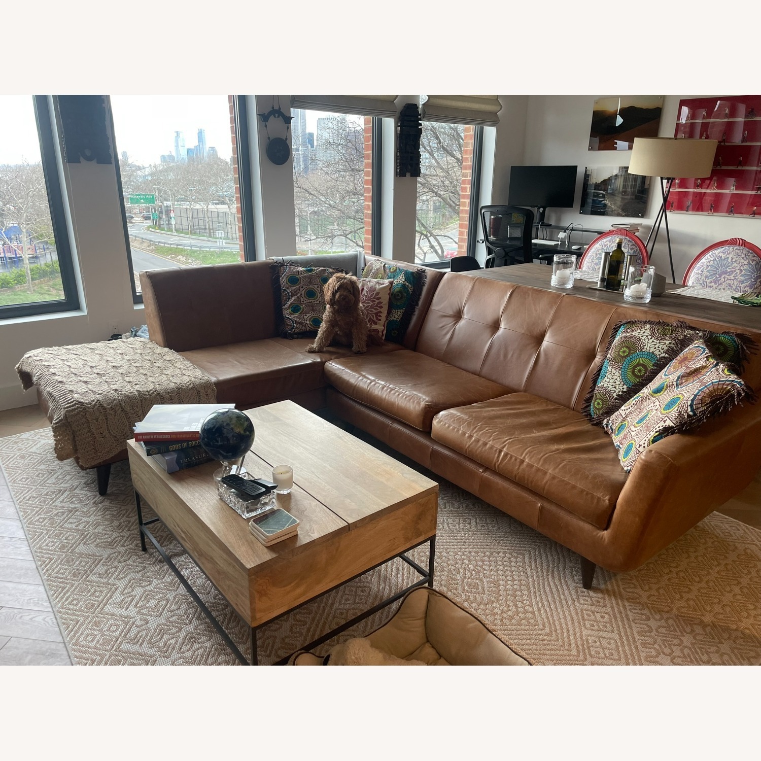 Joybird Hughes Leather Sectional with Bumper - image-5