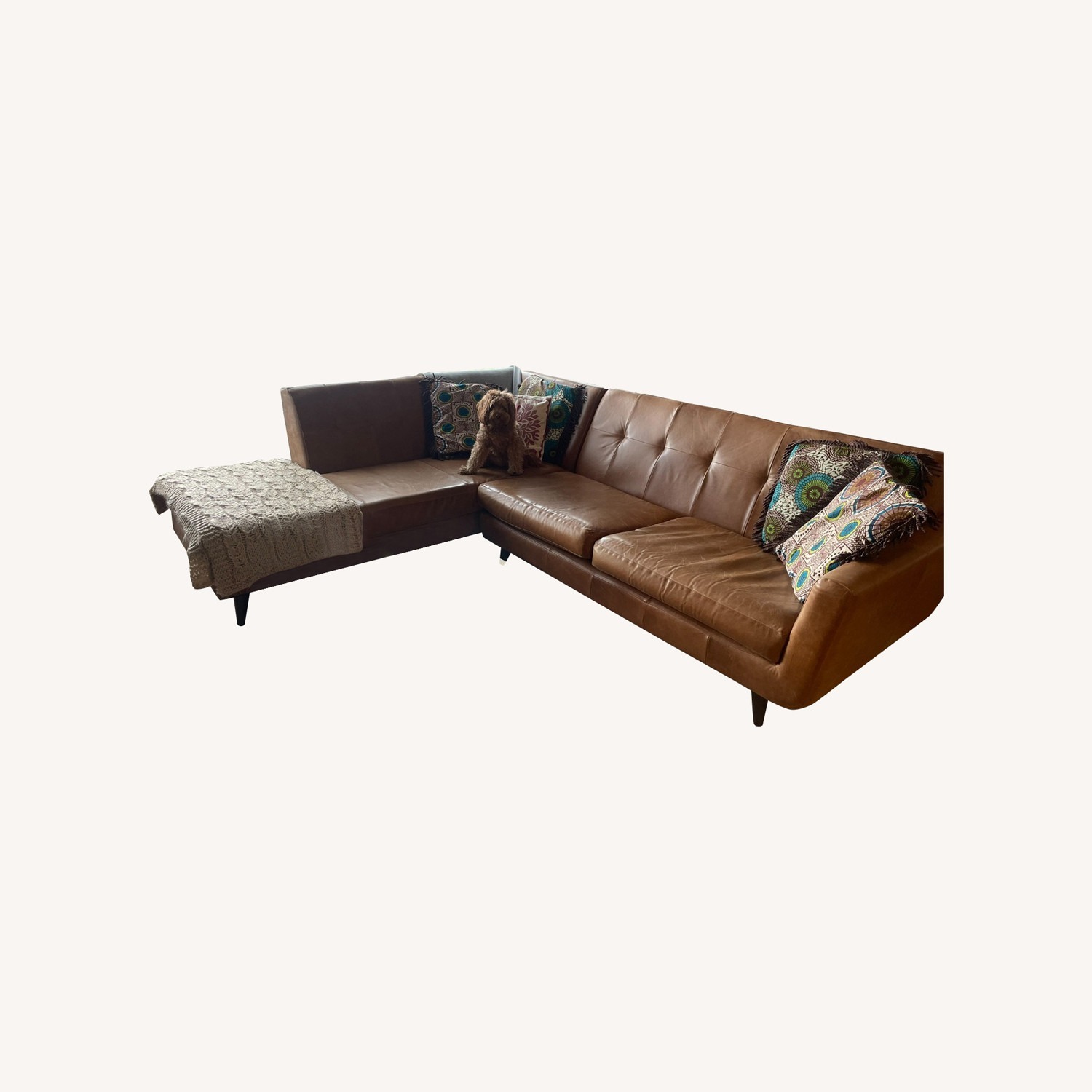 Joybird Hughes Leather Sectional with Bumper - image-2