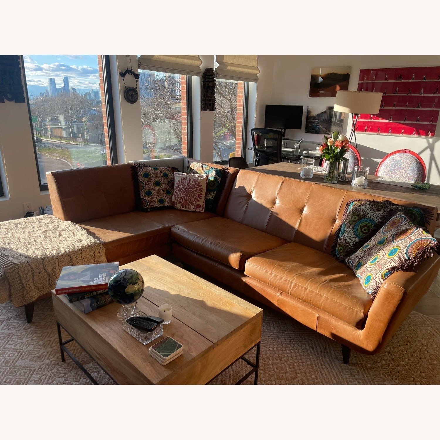 Joybird Hughes Leather Sectional with Bumper - image-3