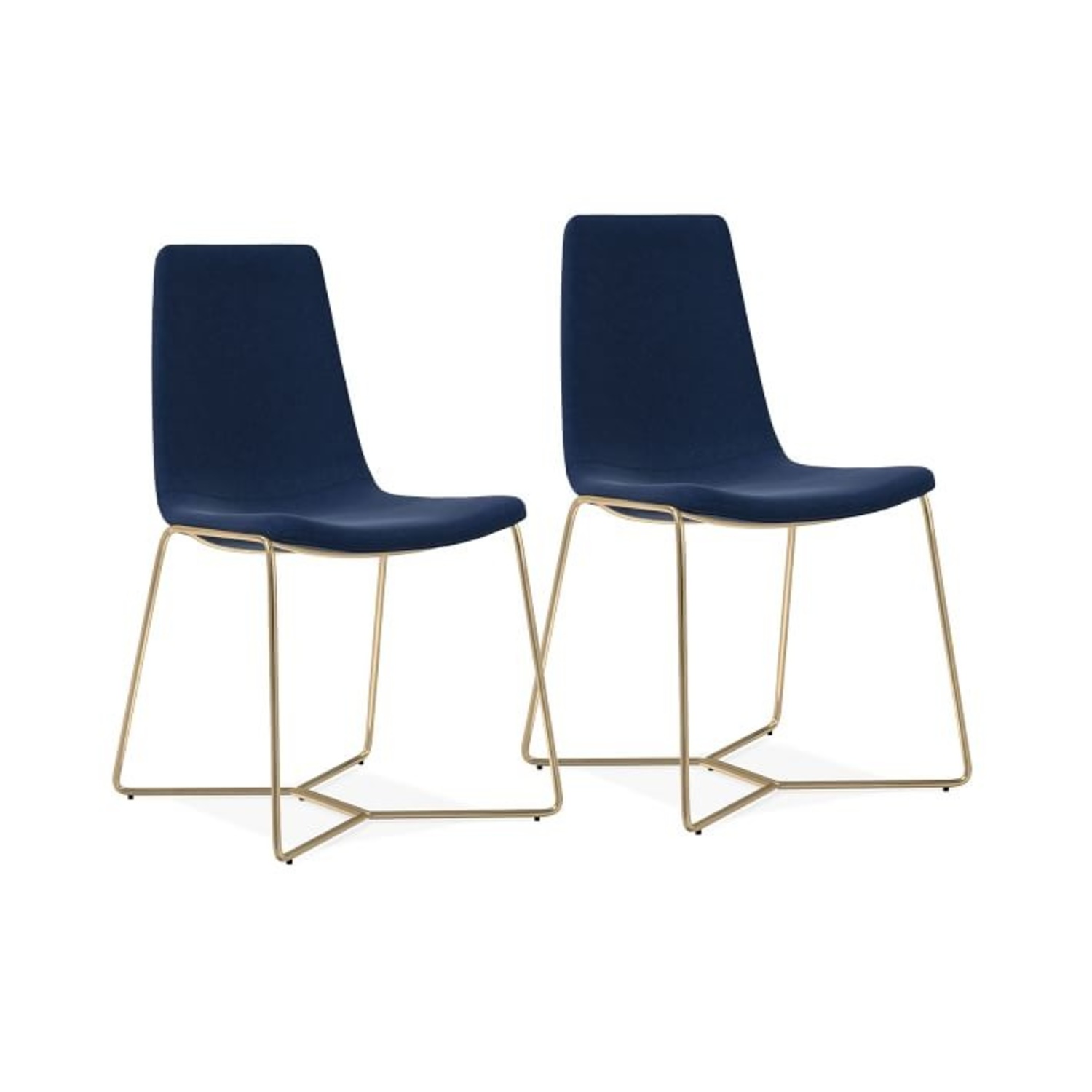 West Elm Slope Dining Chairs, Velvet Ink Blue - image-8