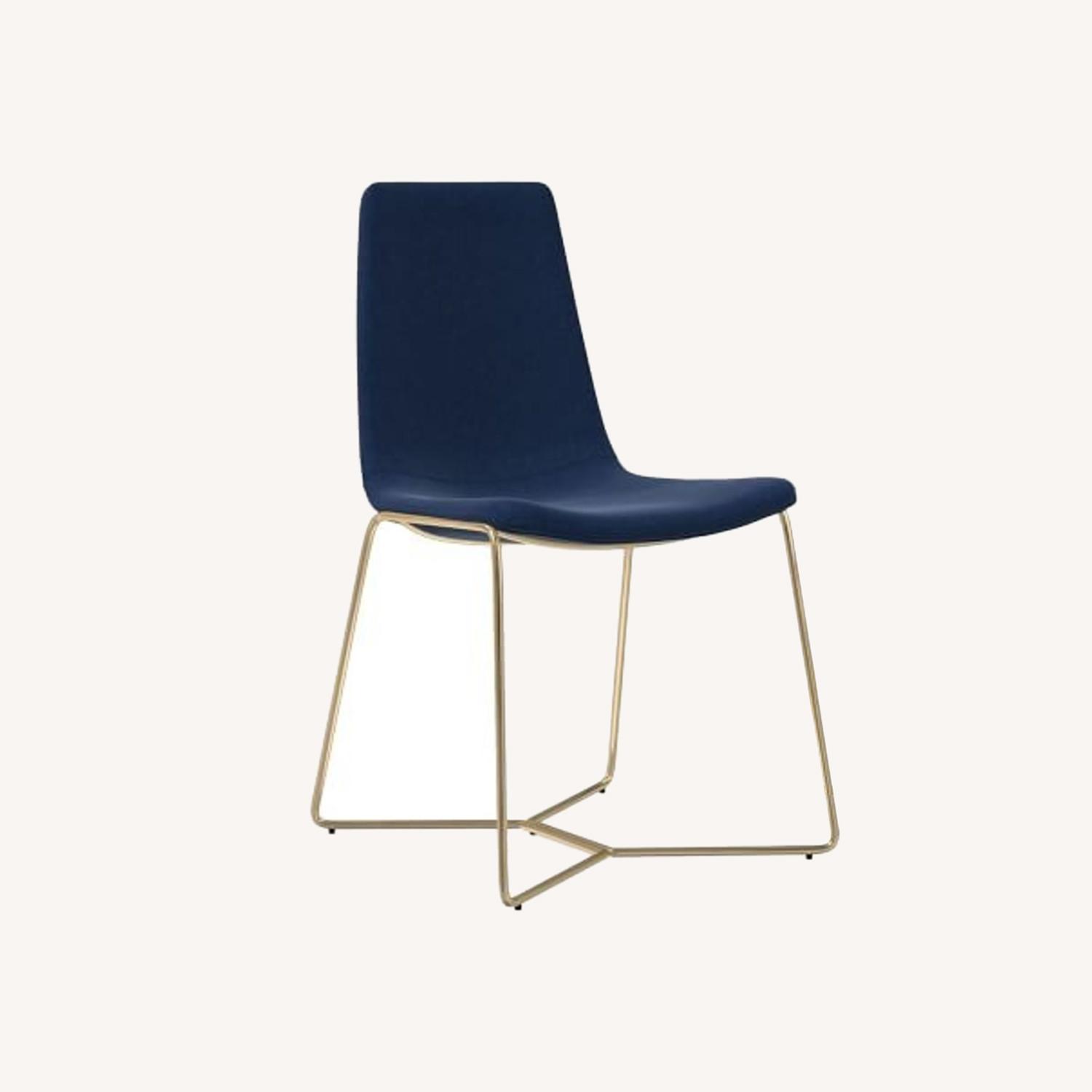 West Elm Slope Dining Chairs, Velvet Ink Blue - image-0