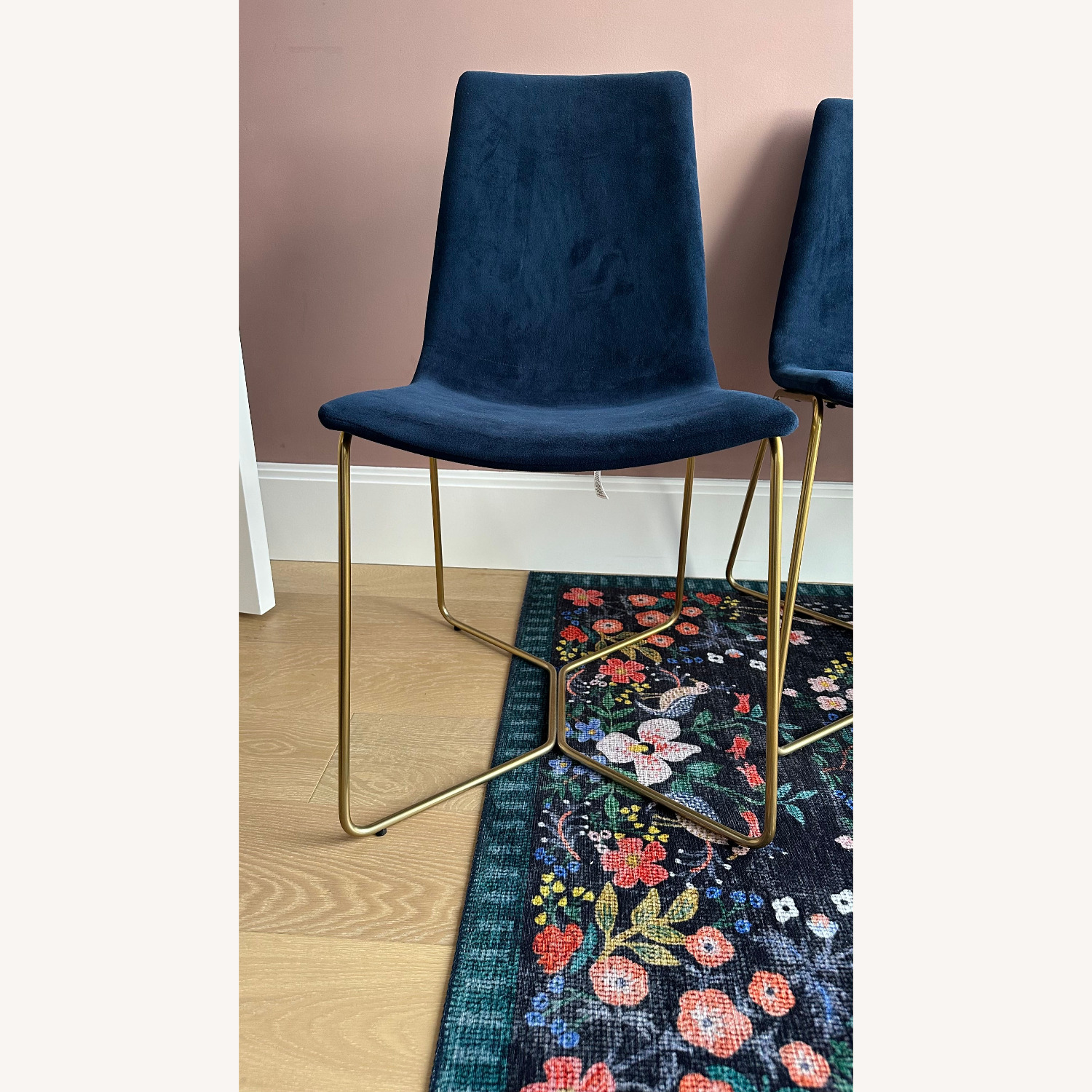 West Elm Slope Dining Chairs, Velvet Ink Blue - image-7