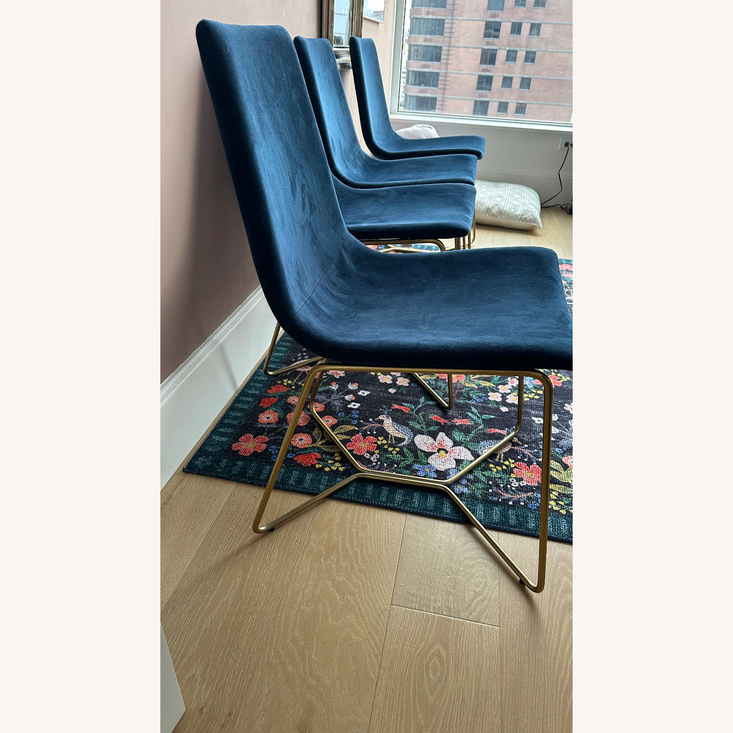 West Elm Slope Dining Chairs, Velvet Ink Blue - image-3