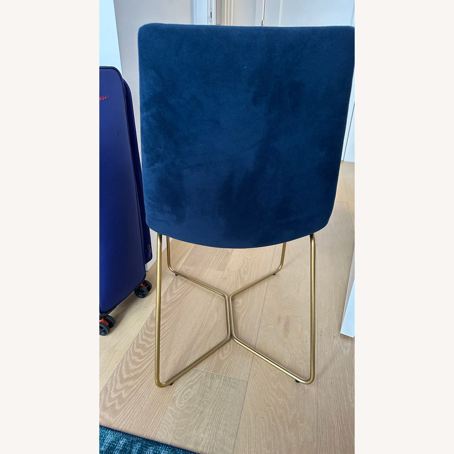 West Elm Slope Dining Chairs, Velvet Ink Blue - image-6