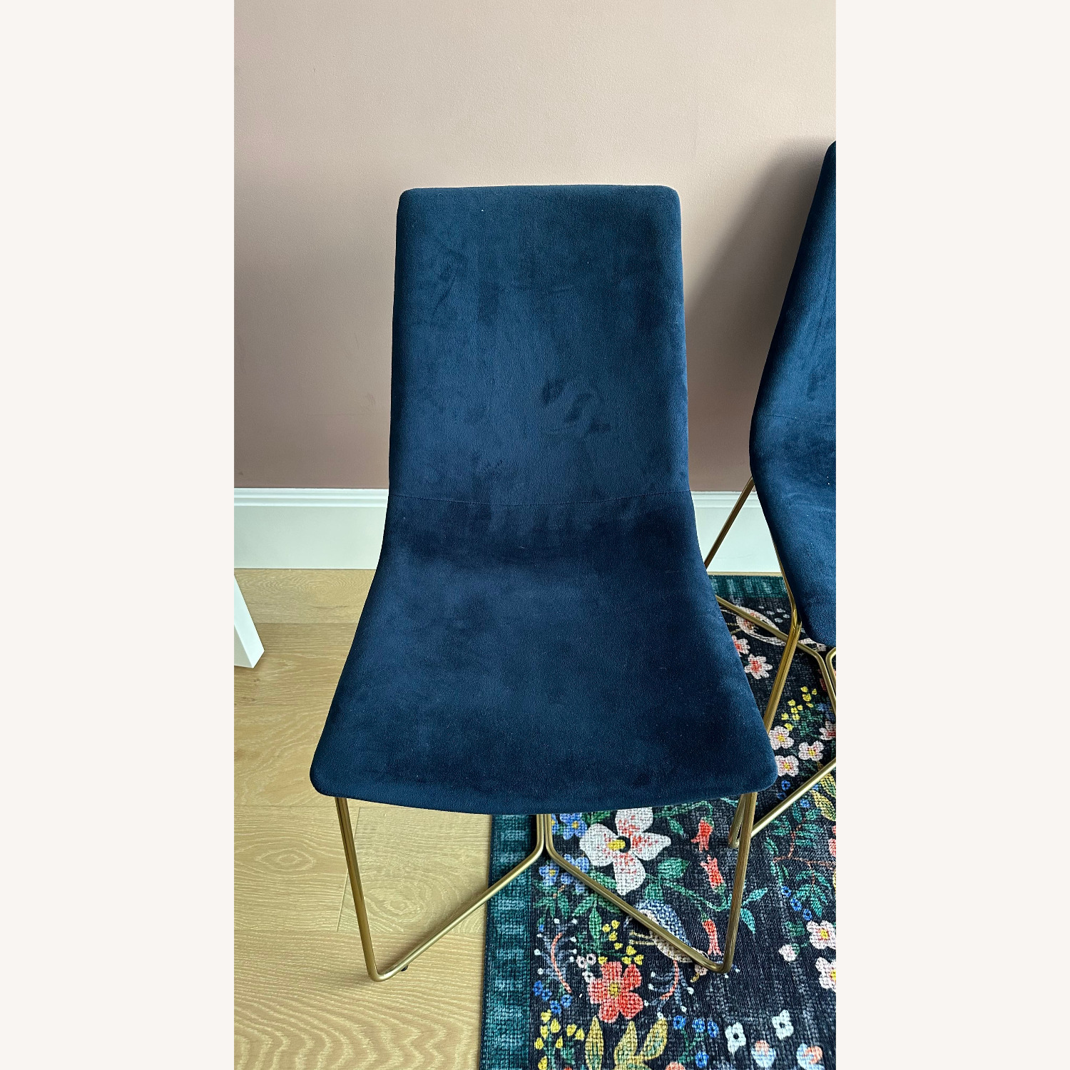 West Elm Slope Dining Chairs, Velvet Ink Blue - image-1