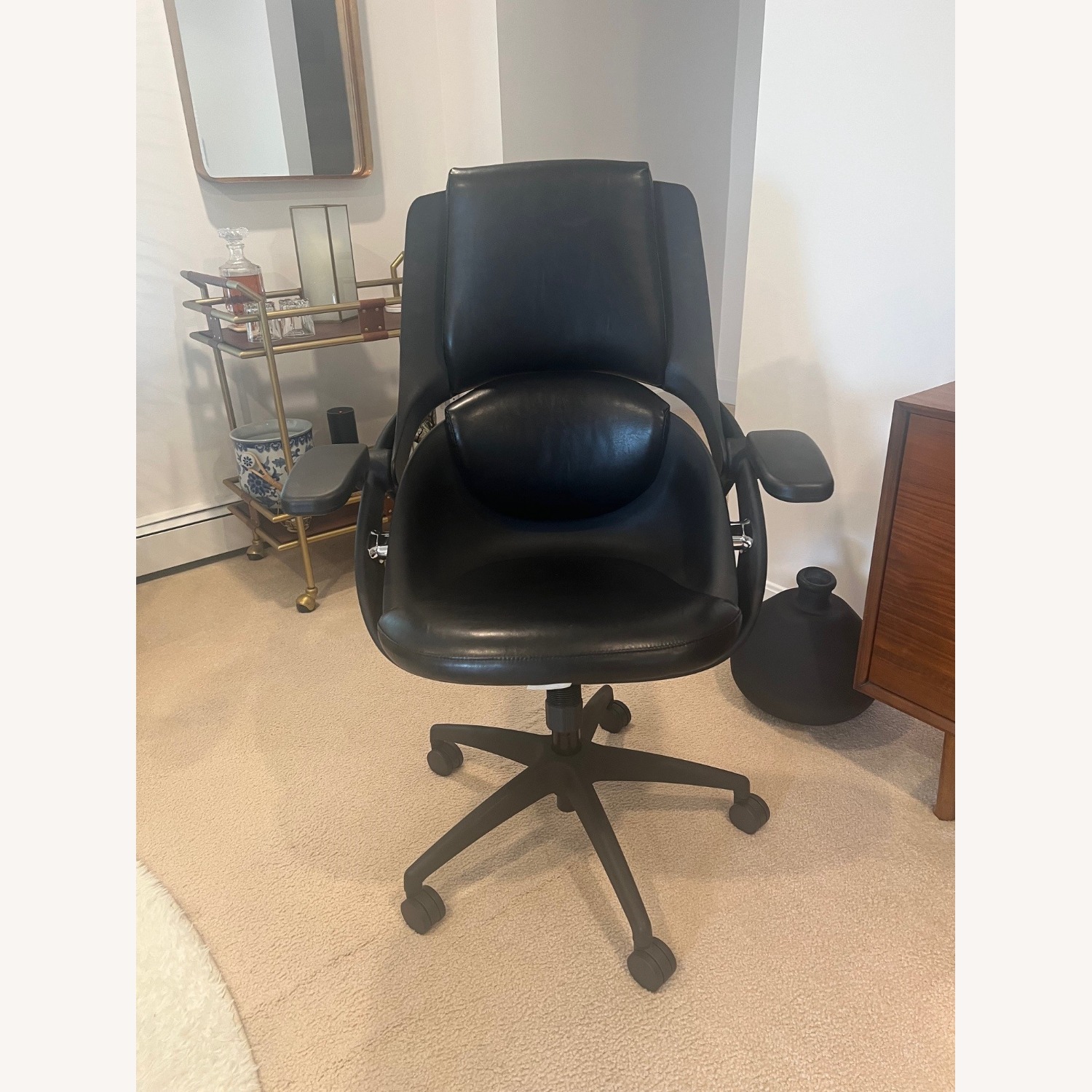 SertaPedic Black Leather Adjustable Office Chair - image-1