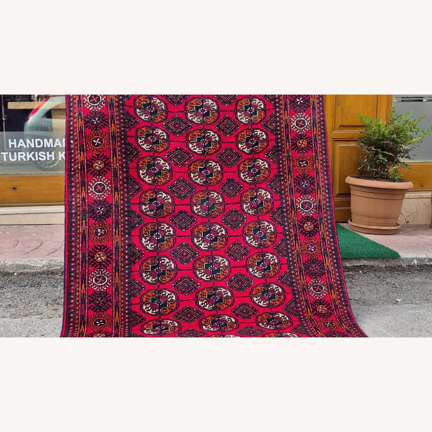 Hand-Knotted Bokhara Oriental Rug Medallion Style - image-4