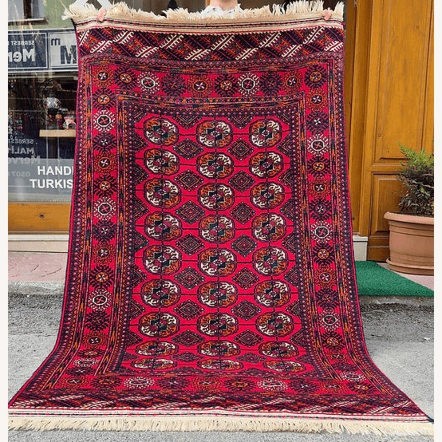 Hand-Knotted Bokhara Oriental Rug Medallion Style - image-2