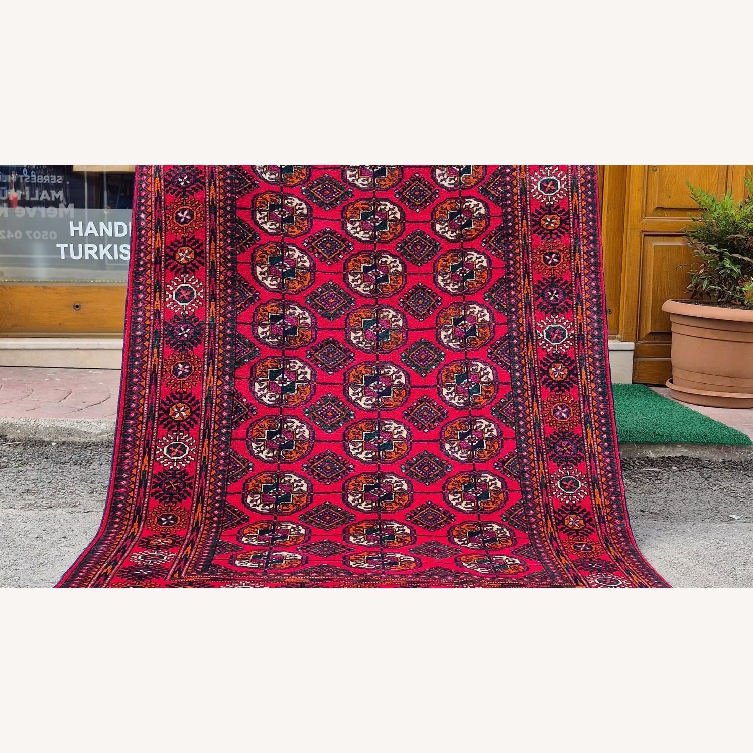 Hand-Knotted Bokhara Oriental Rug Medallion Style - image-3