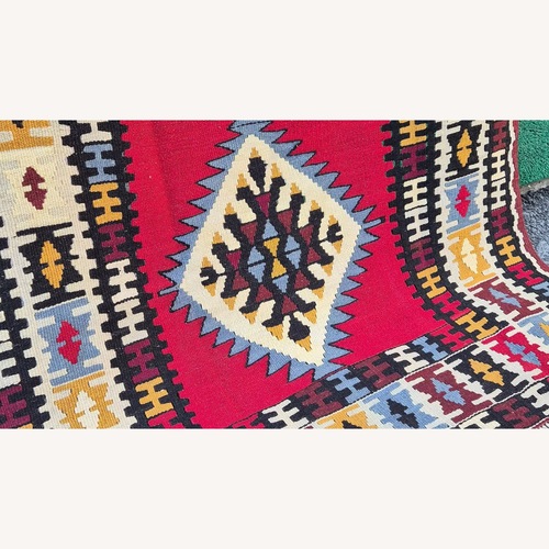 Used Turkish Handwoven Oushak Accent Flat-Weave Rug for sale on AptDeco