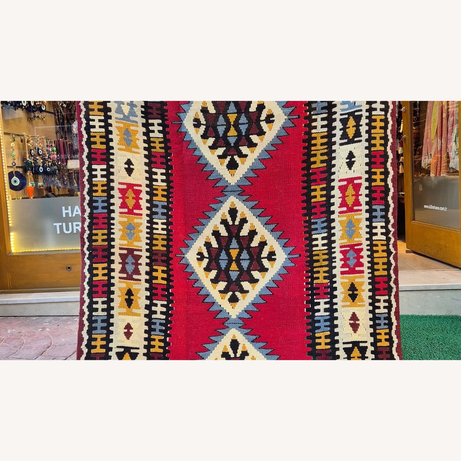 Turkish Handwoven Oushak Accent Flat-Weave Rug - image-2