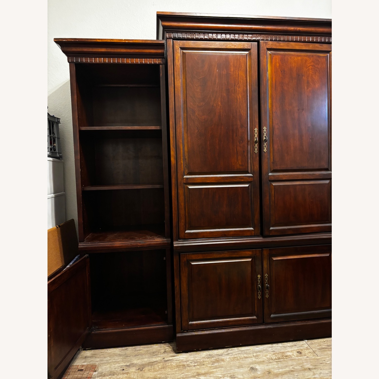 Solid Wood 3 Piece TV Armoire Cabinet with Shelves - image-2
