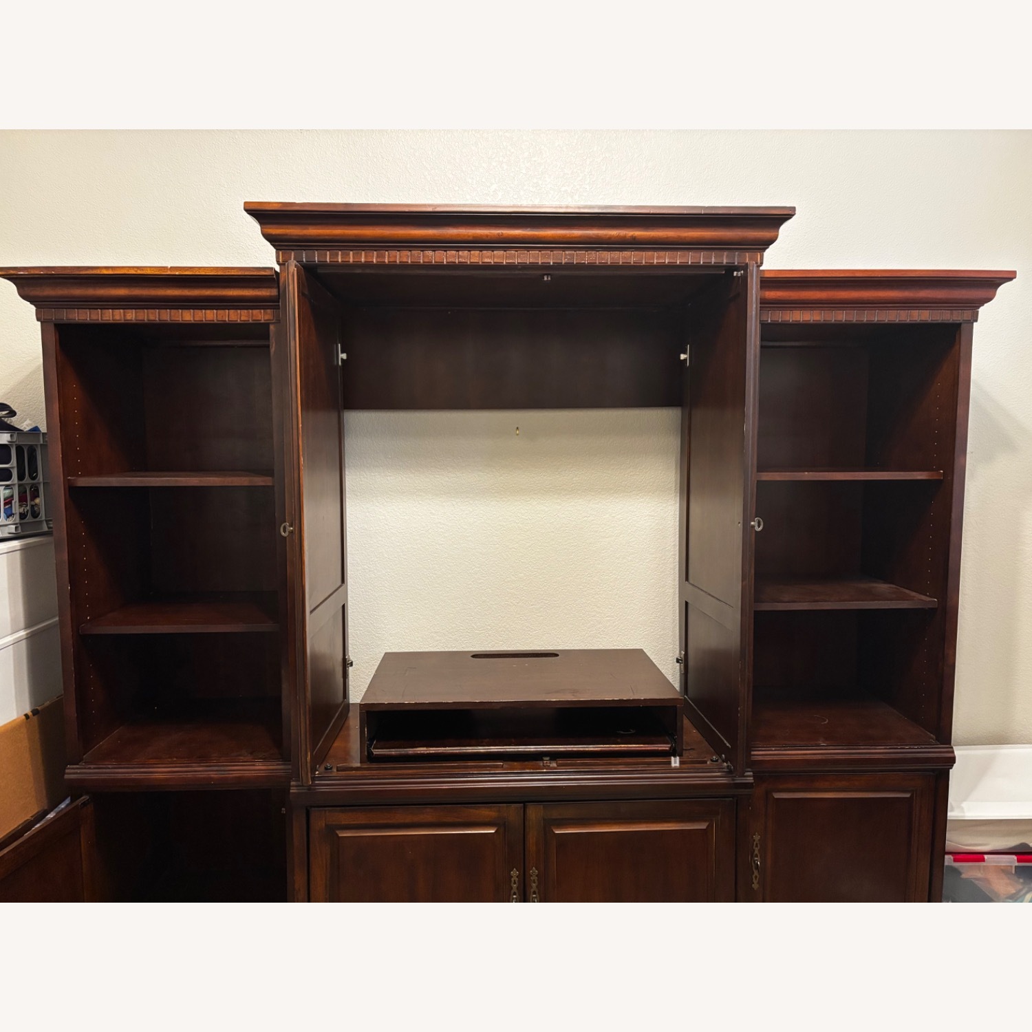 Solid Wood 3 Piece TV Armoire Cabinet with Shelves - image-5