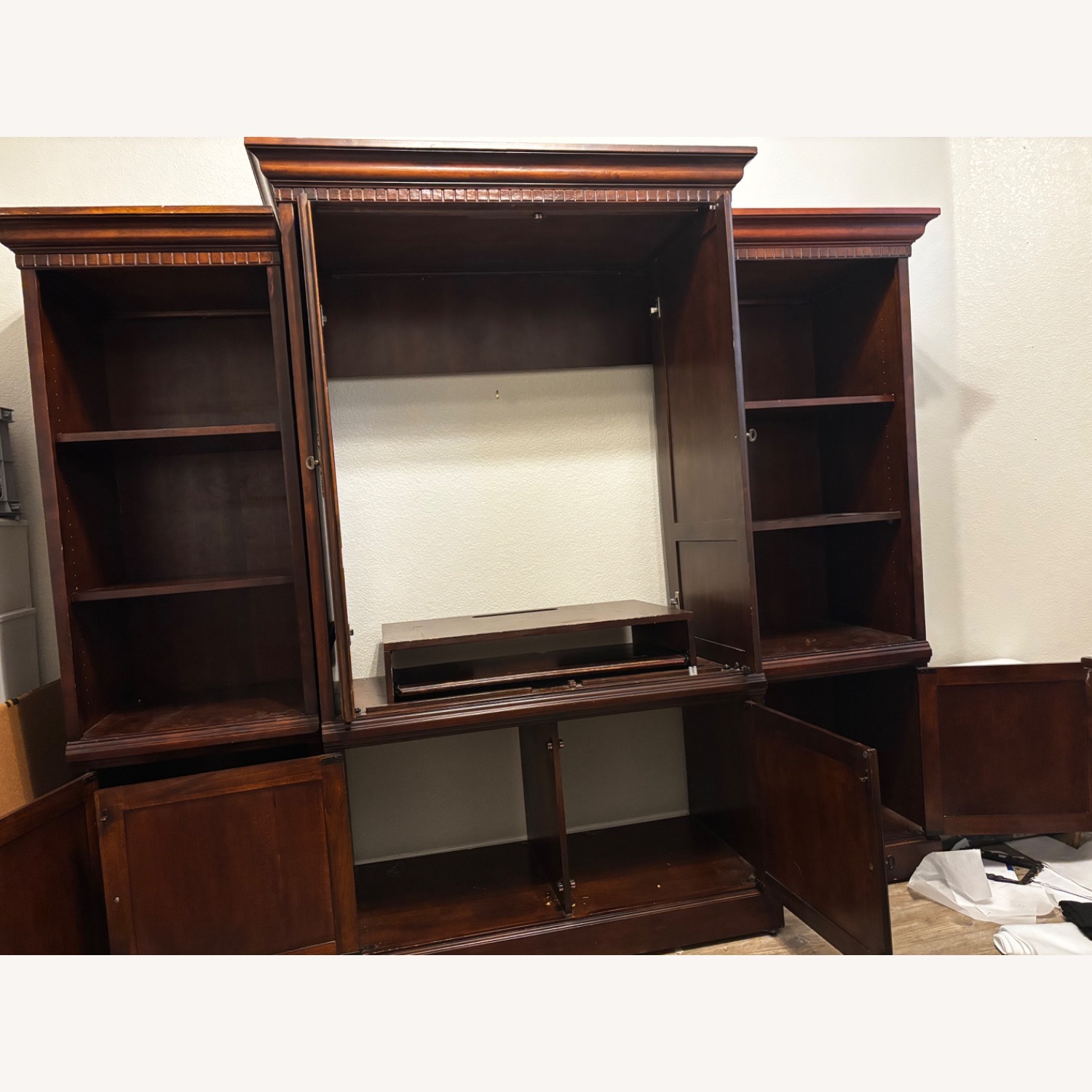 Solid Wood 3 Piece TV Armoire Cabinet with Shelves - image-4